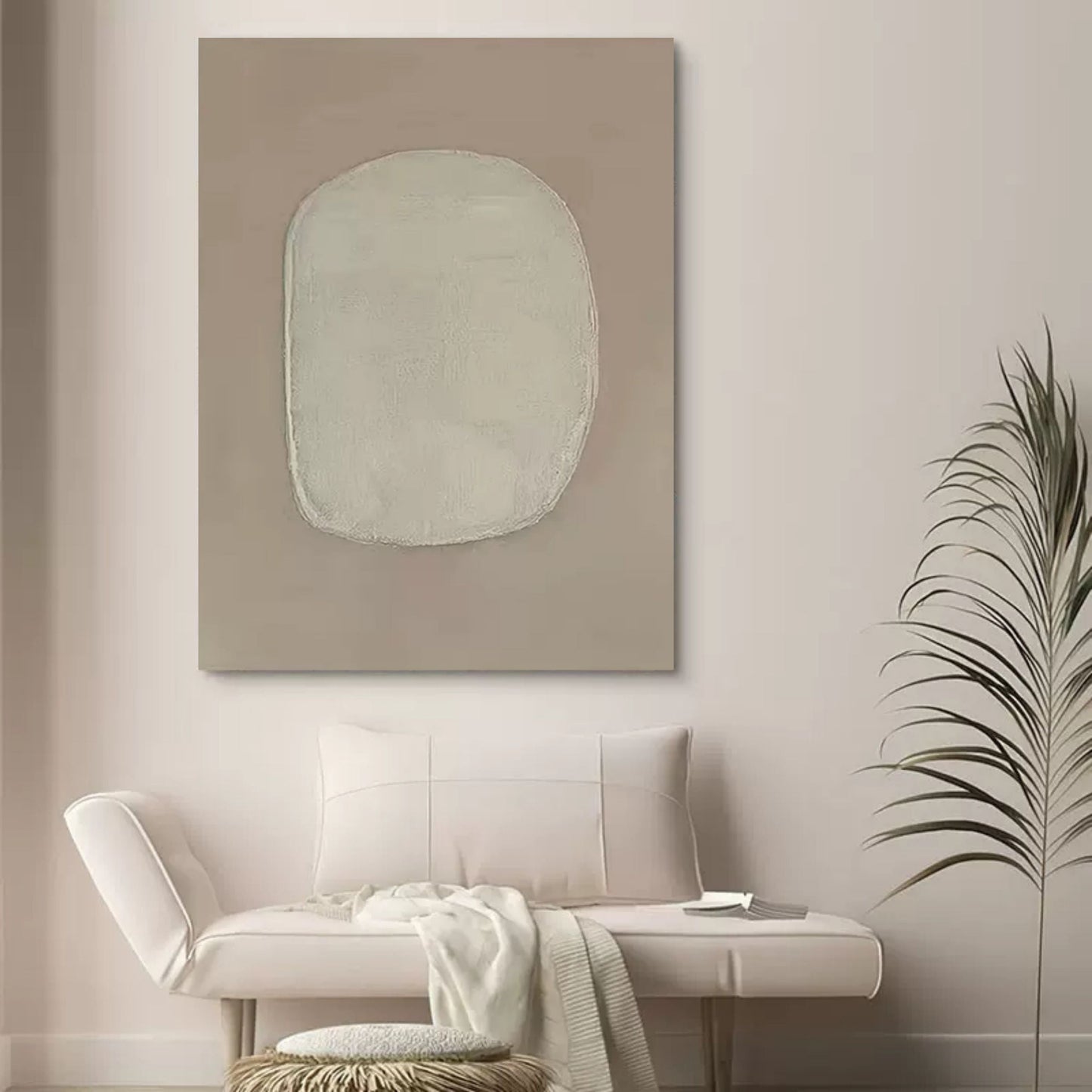 Minimalist Wabi-Sabi Oil Painting for Serene Home Decor