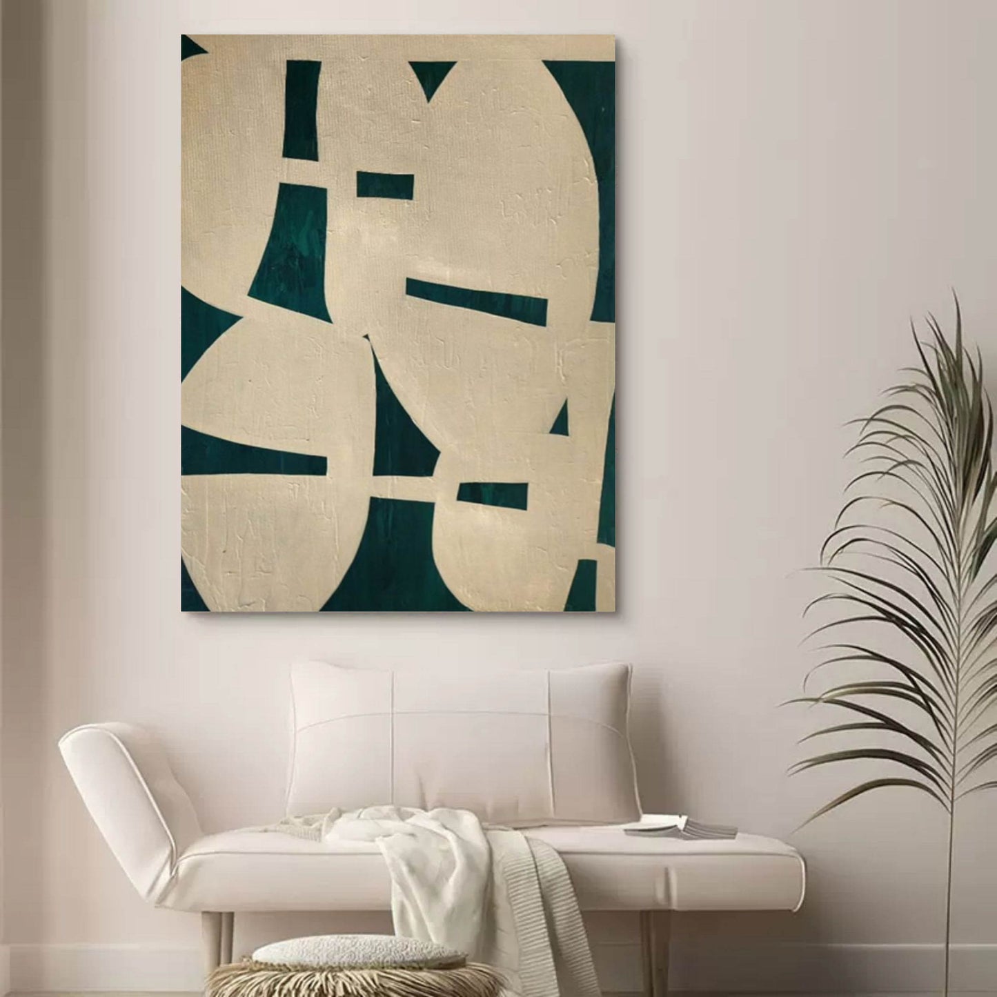 Modern Wabi-Sabi Abstract Oil Painting for Elegant Home Decor