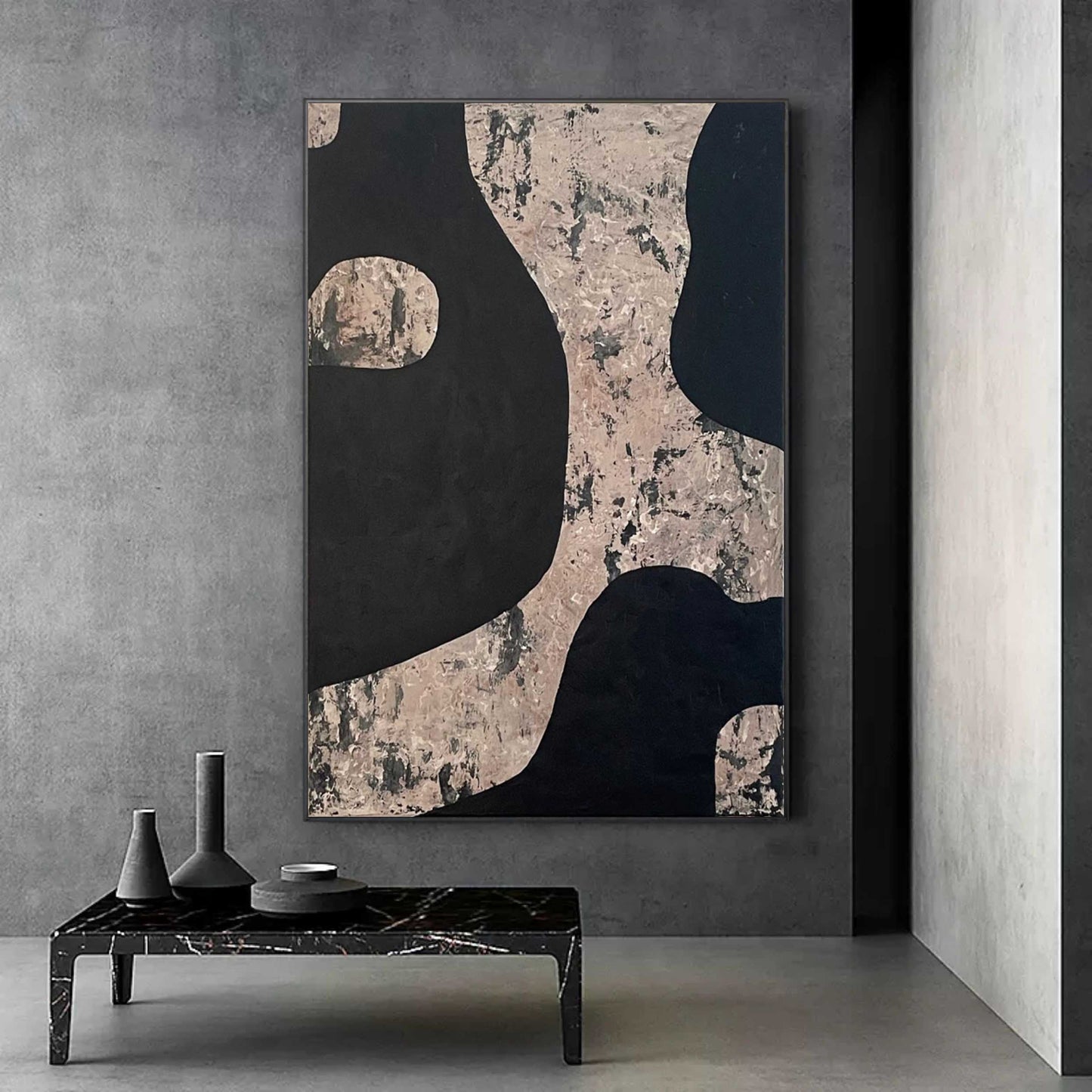 Modern Wabi-Sabi Abstract Oil Painting for Elegant Home Decor