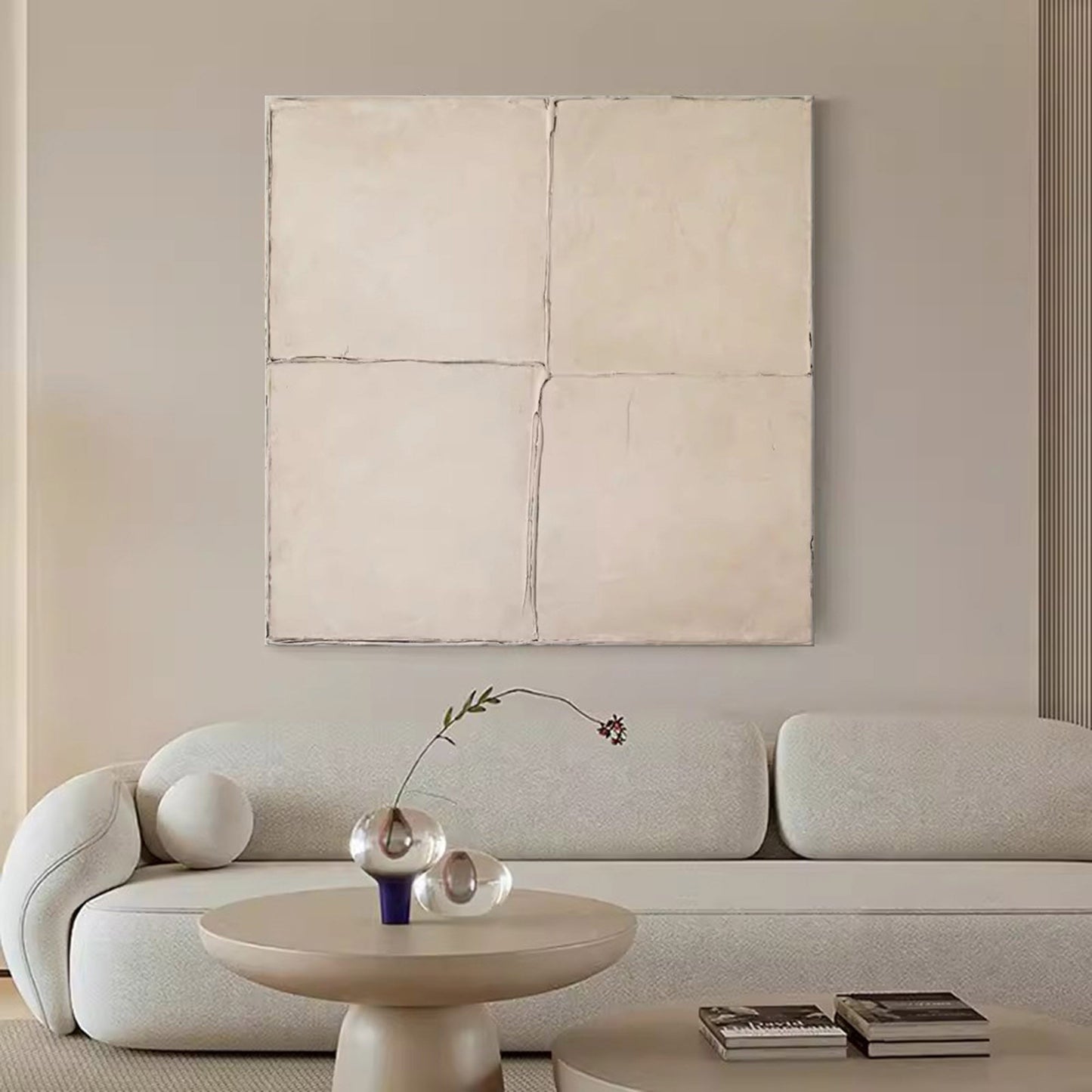 Serene Minimalist Geometric Oil Painting for Modern Home Decor