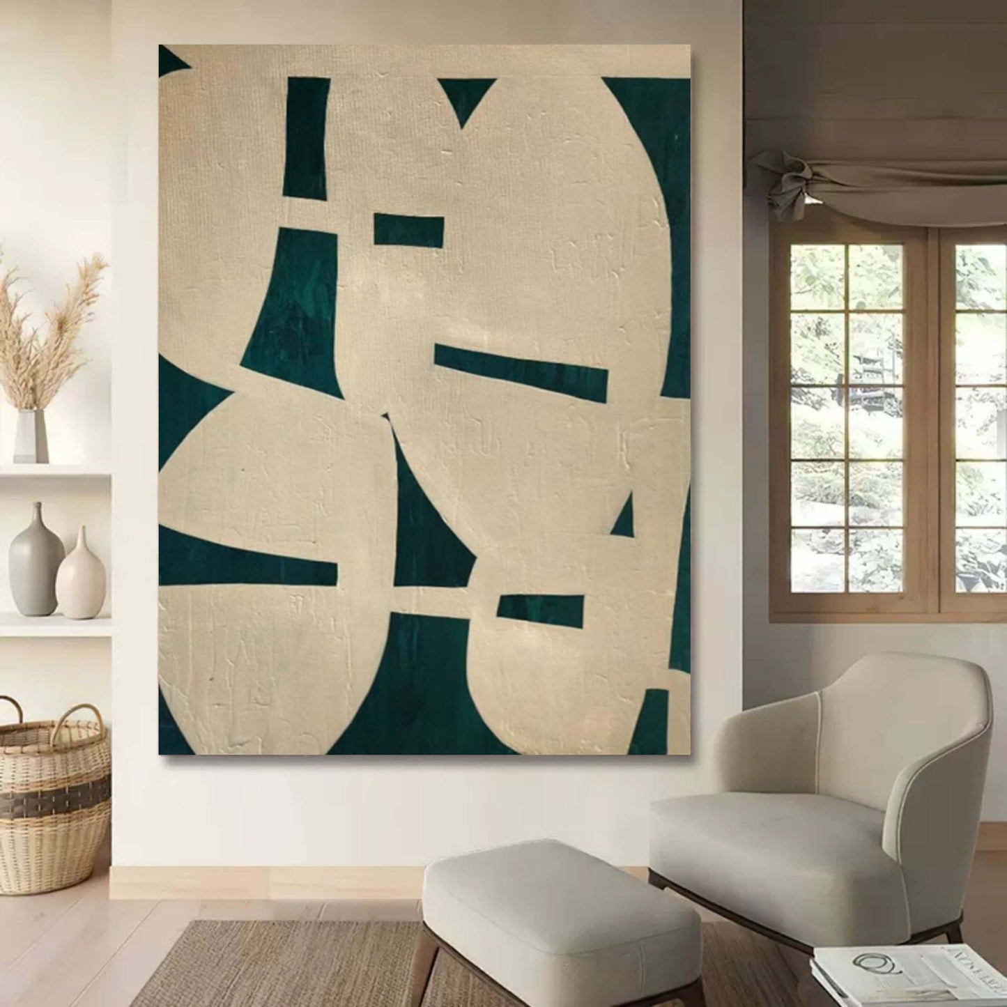 Modern Wabi-Sabi Abstract Oil Painting for Elegant Home Decor