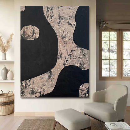 Modern Wabi-Sabi Abstract Oil Painting for Elegant Home Decor