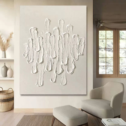 Textured White Oil Painting for Modern Art Decor