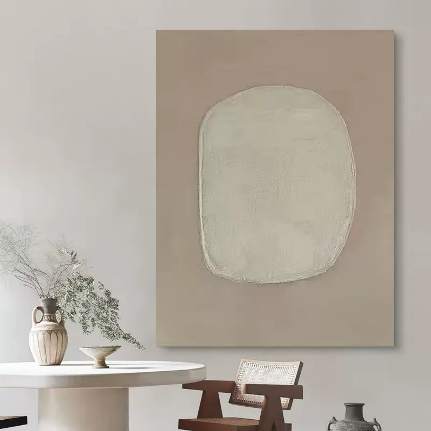 Minimalist Wabi-Sabi Oil Painting for Serene Home Decor