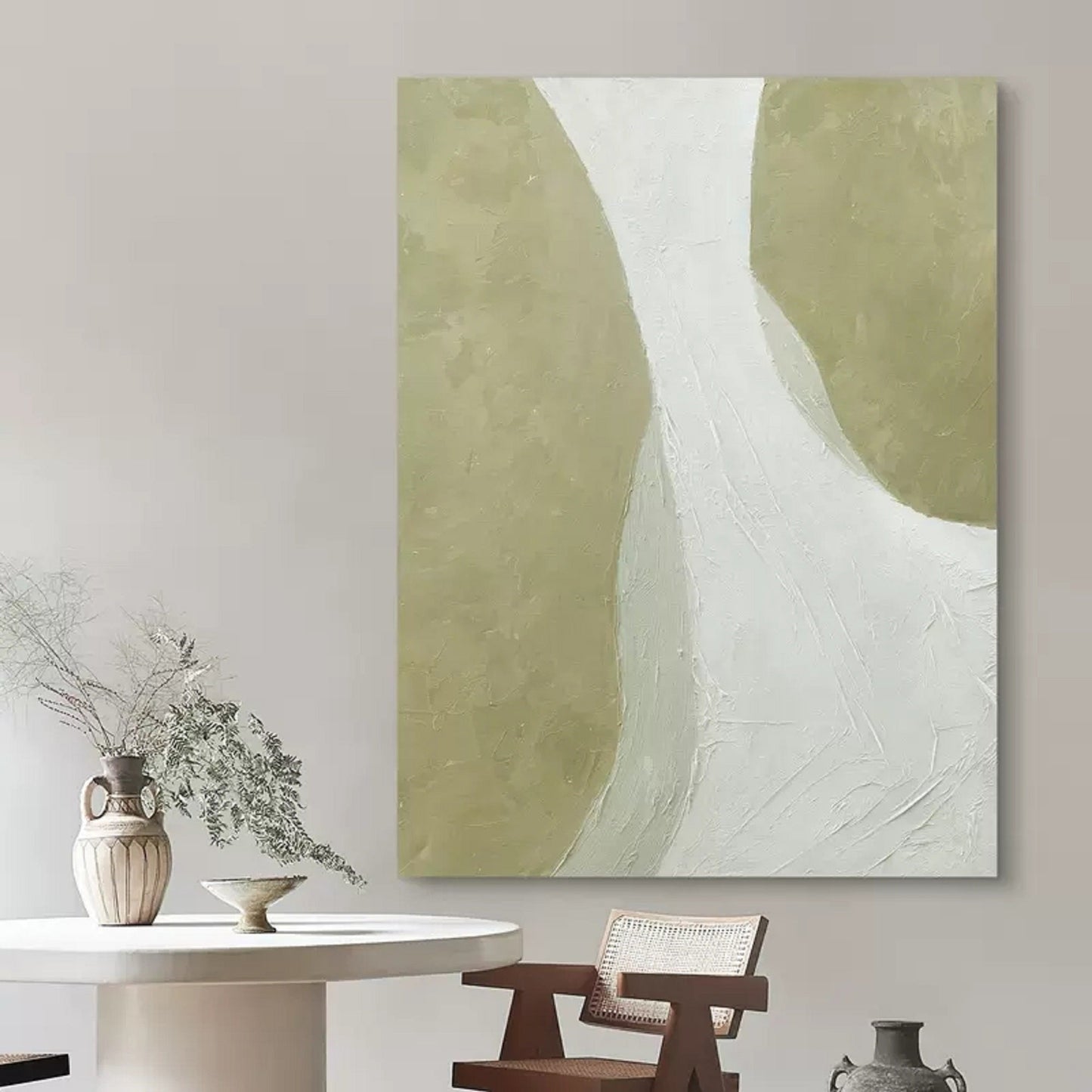 Serene Minimalist Abstract Oil Painting for Modern Home Décor