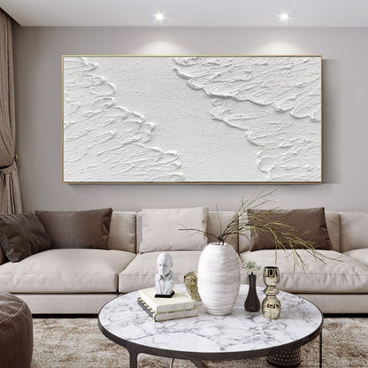 Textured White Abstract Oil Painting for Modern Home Decor