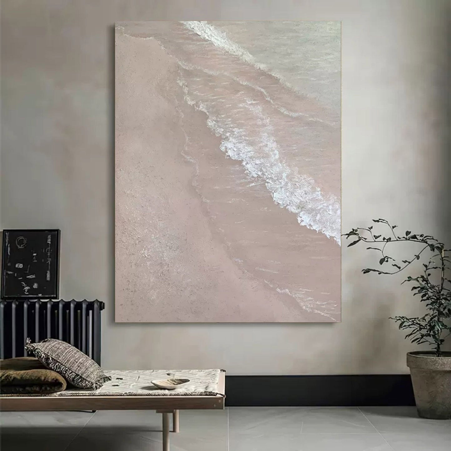 Serene Beach Wave Oil Painting for Tranquil Home Decor and Art Lovers