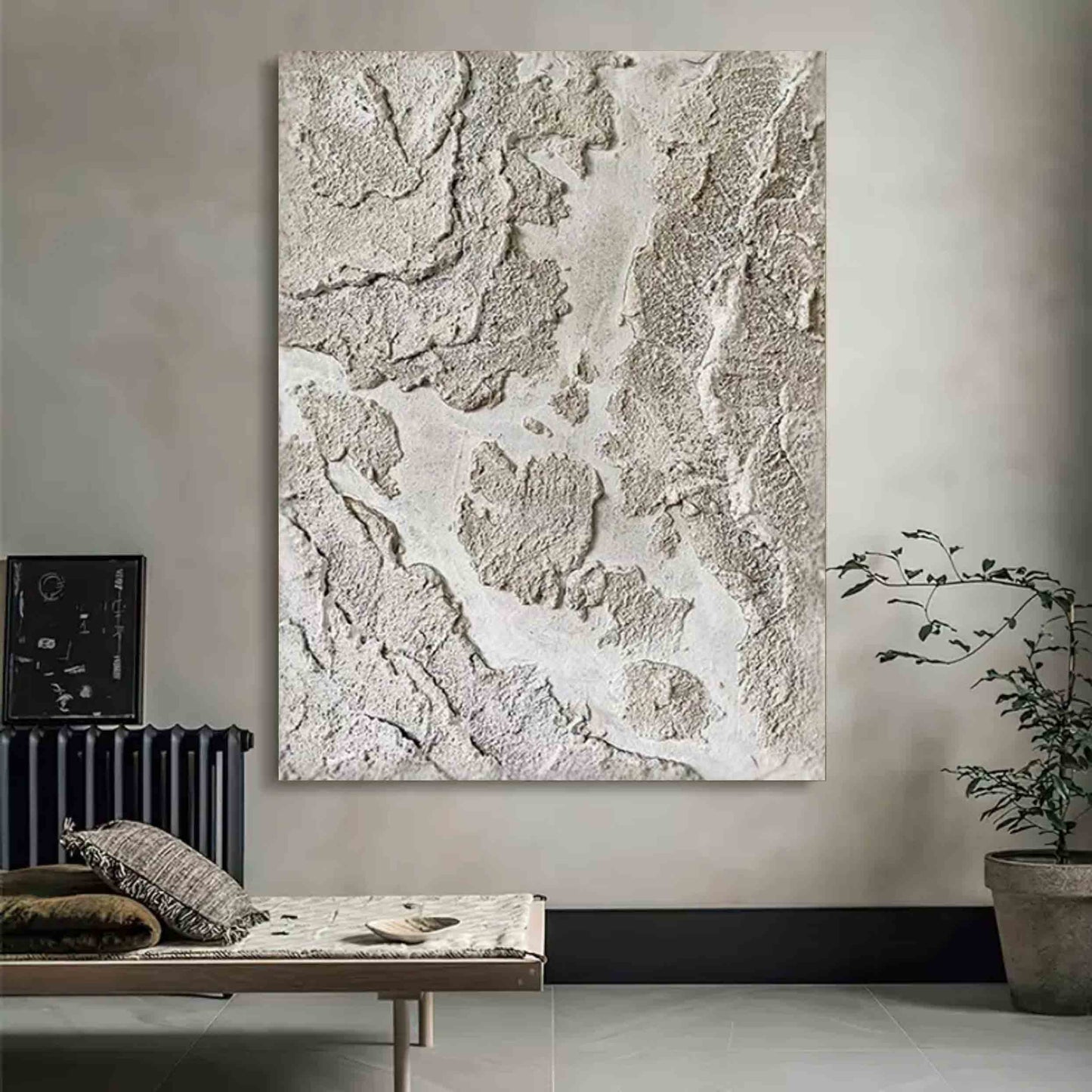 Textured Minimalist Oil Painting for Modern Home Decor