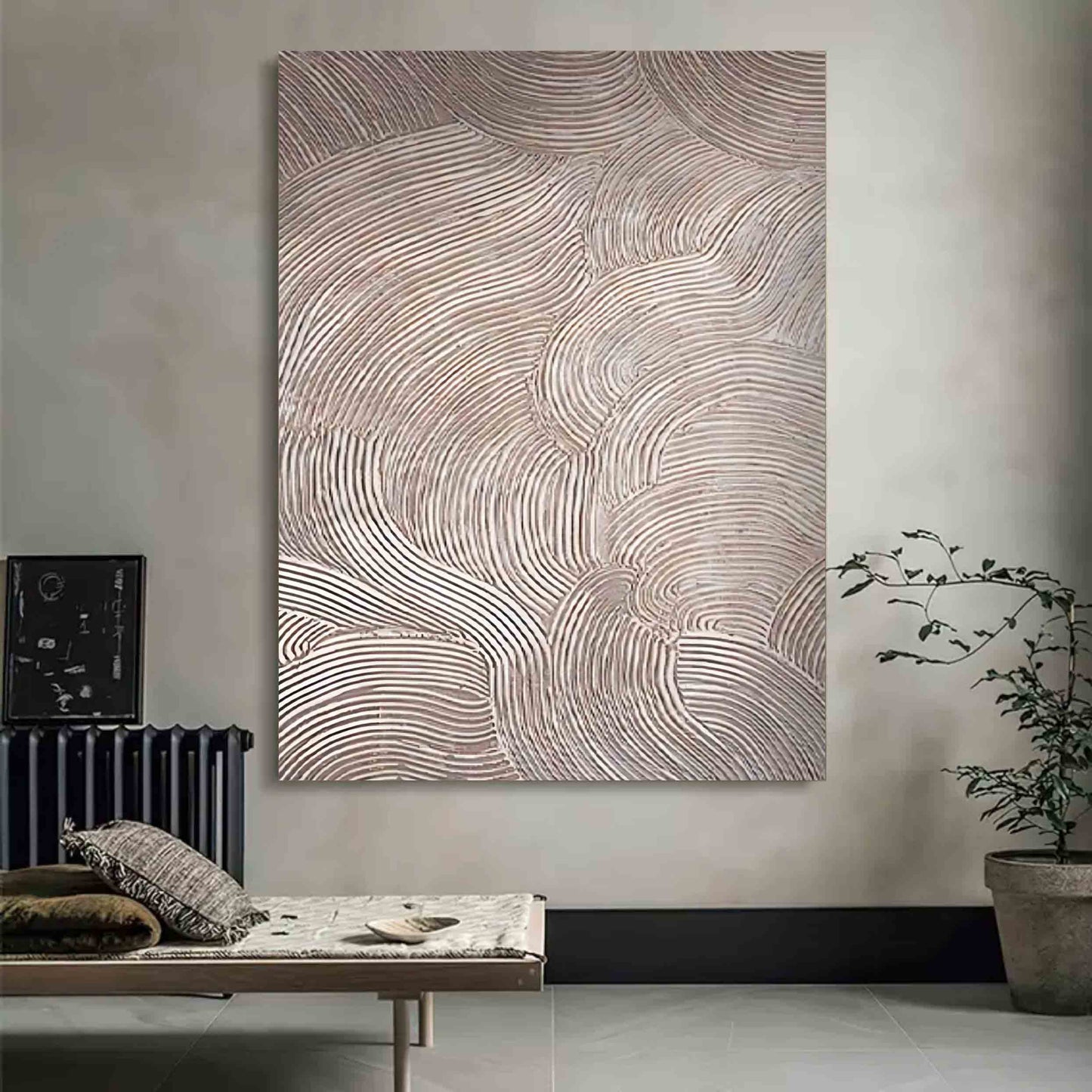 Modern Wabi-Sabi Abstract Oil Painting for Minimalist Home Decor