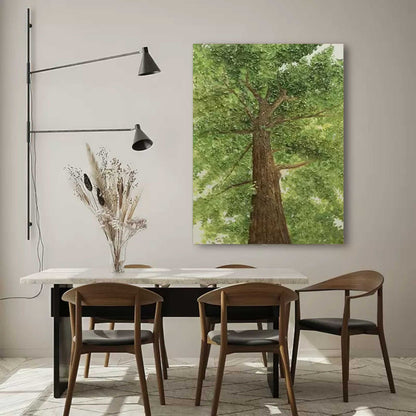 Majestic Green Canopy: Stunning Oil Painting of a Towering Tree