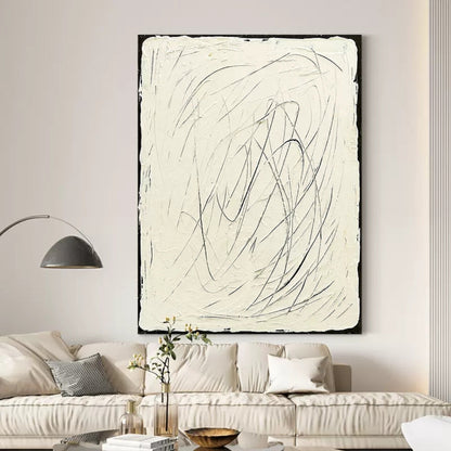 Abstract Minimalist Line Art Oil Painting for Modern Home Decor