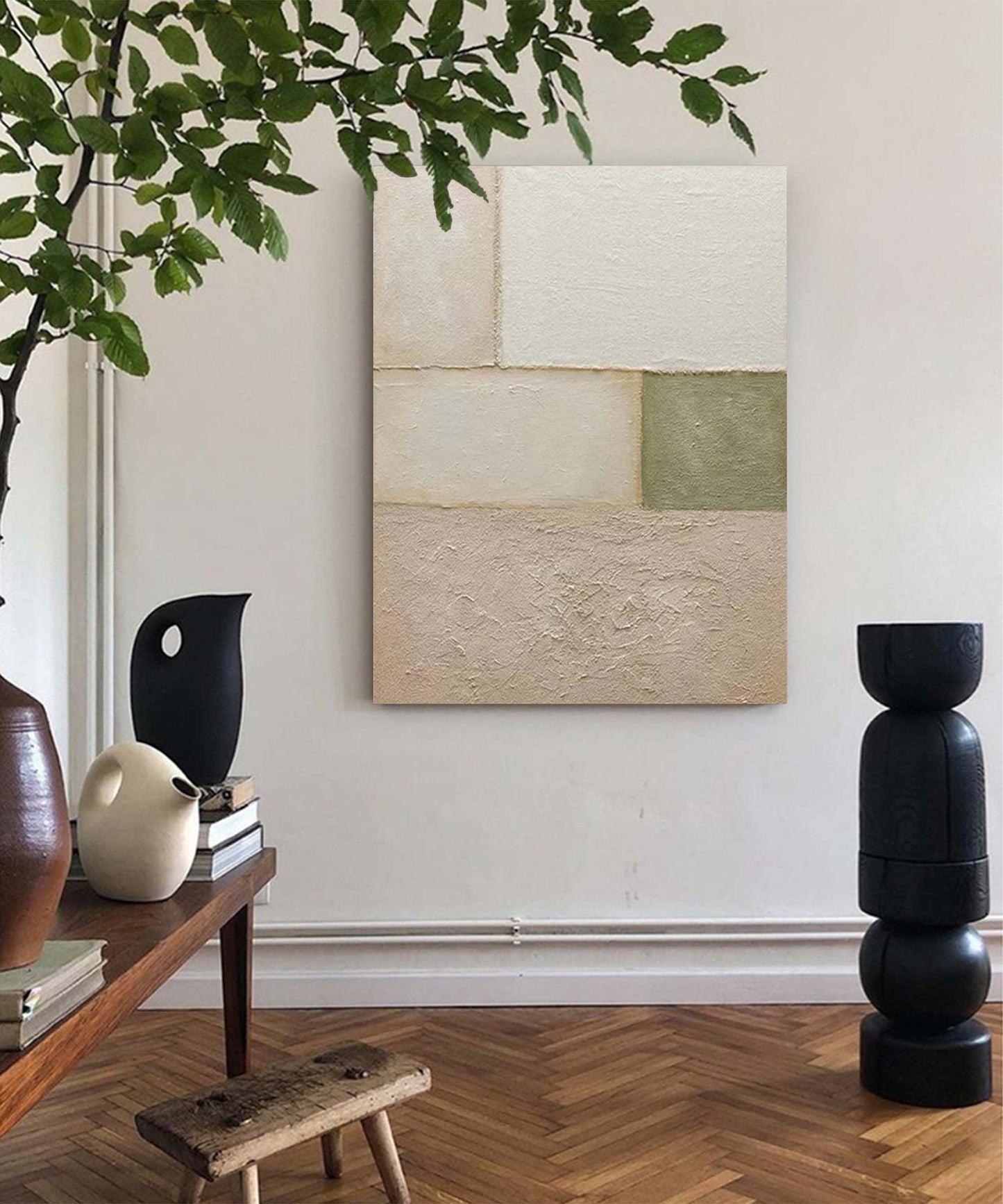 Elegant Minimalist Geometric Oil Painting for Modern Home Decor