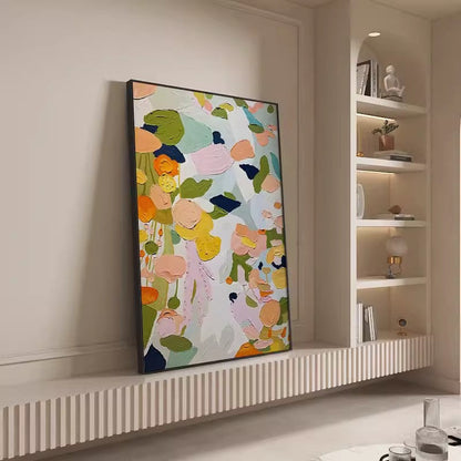 Vibrant Floral Abstract Oil Painting for Modern Home Décor