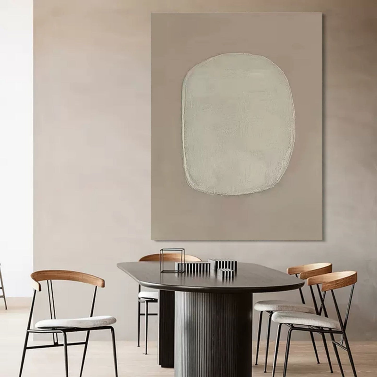 Minimalist Wabi-Sabi Oil Painting for Serene Home Decor
