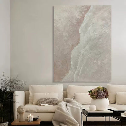 Serene Marble Elegance - Abstract Oil Painting for Modern Home Decor