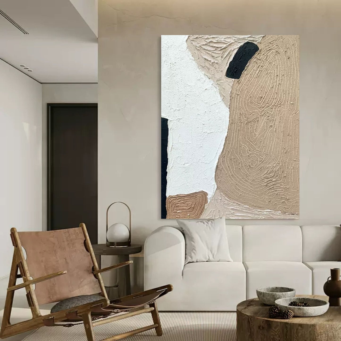 Abstract Minimalist Wabi-Sabi Oil Painting for Modern Home Décor