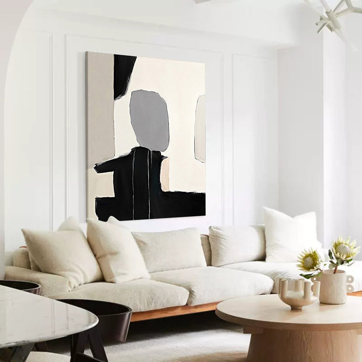 Modern Minimalist Geometric Oil Painting for Contemporary Home Decor