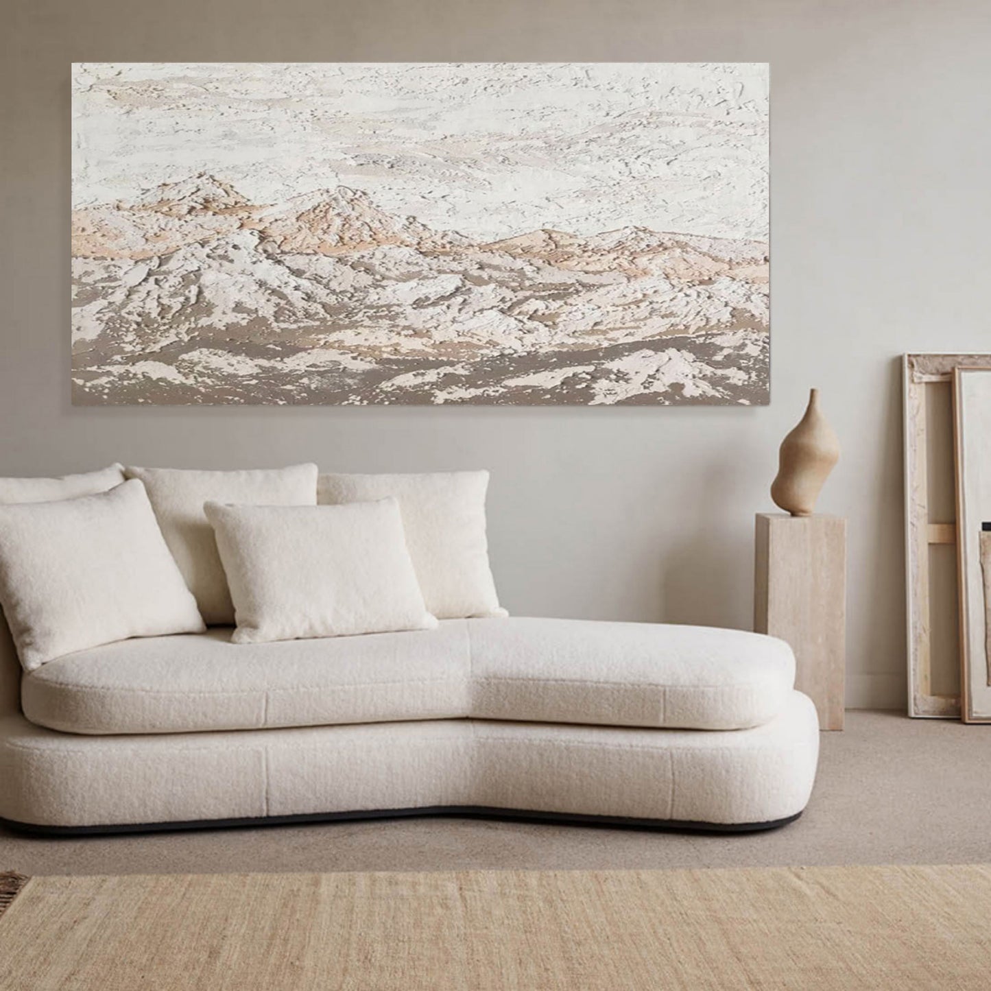 Textured Mountain Landscape Oil Painting for Modern Home Decor