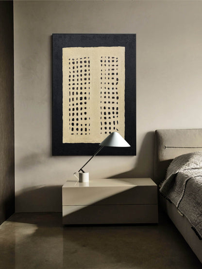 Contemporary Minimalist Abstract Oil Painting with Geometric Patterns