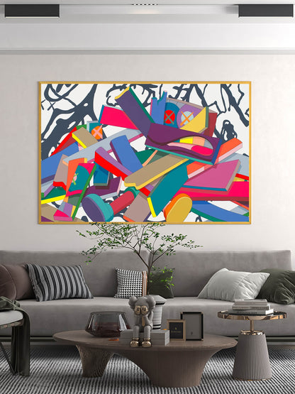 Vibrant Kaws-Inspired Abstract Oil Painting for Modern Art Lovers