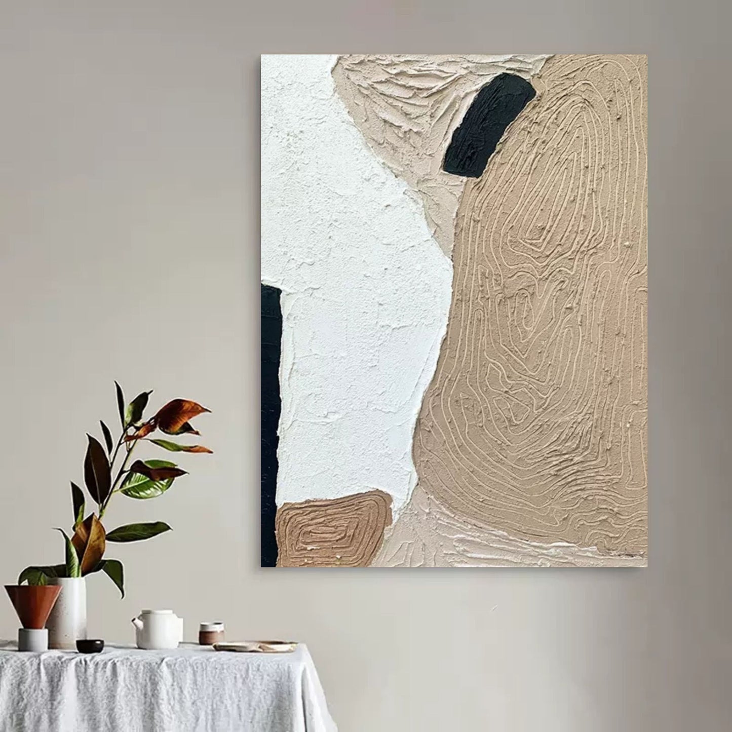 Abstract Minimalist Wabi-Sabi Oil Painting for Modern Home Décor