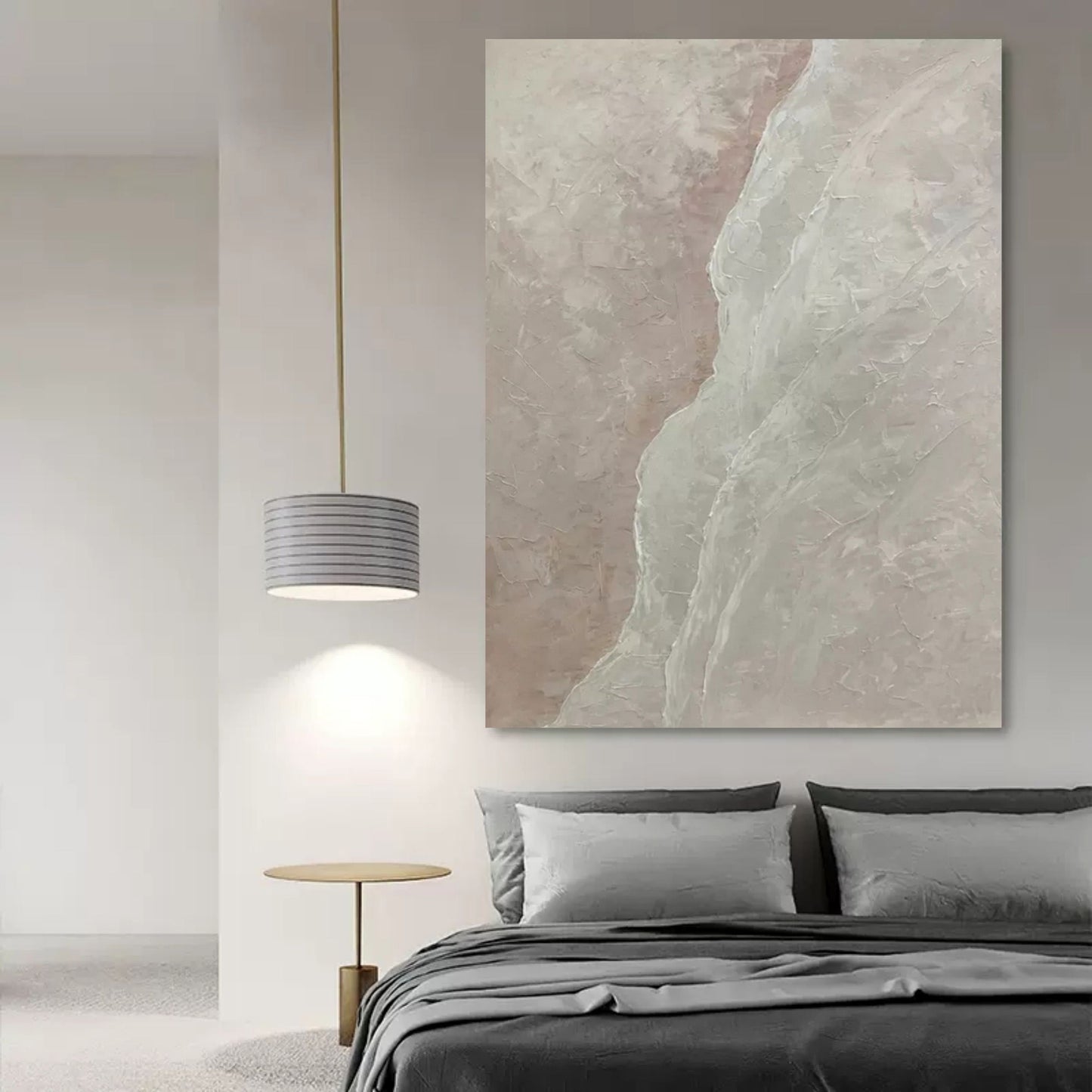 Serene Marble Elegance - Abstract Oil Painting for Modern Home Decor