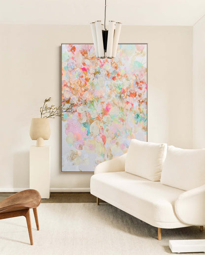 Colorful Abstract Floral Oil Painting for Modern Home Decor