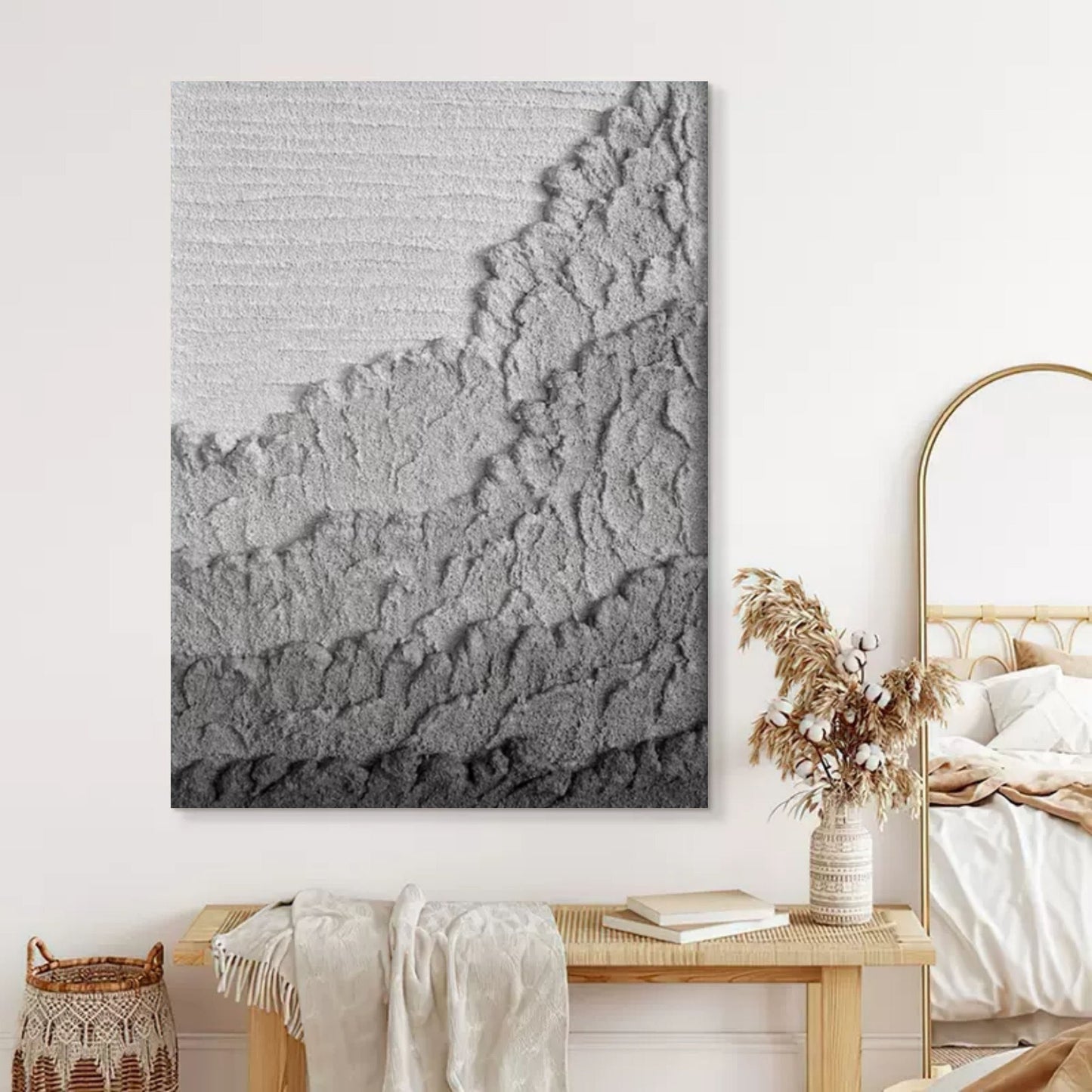 Elegant Wabi-Sabi Art: Textured Wall Décor for Modern Minimalist Spaces