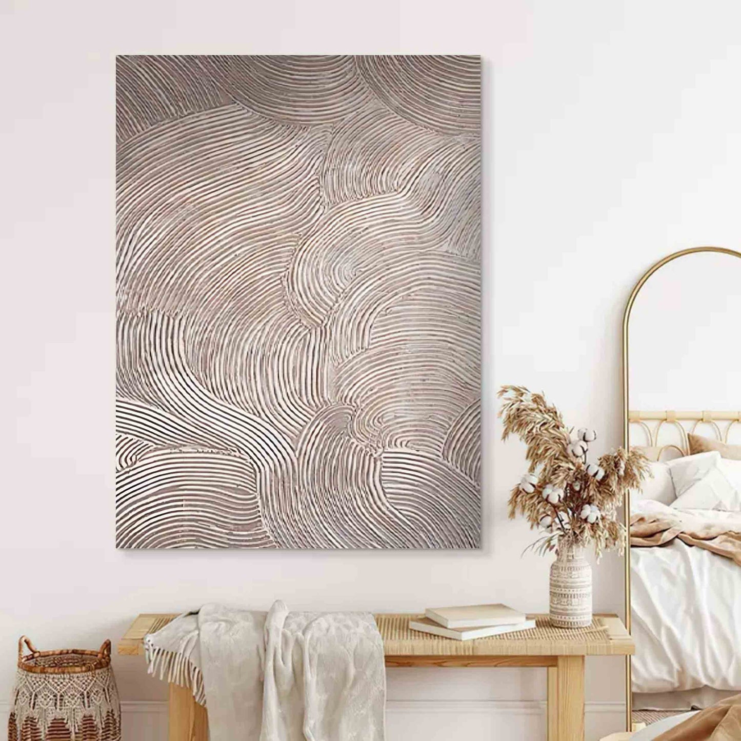 Modern Wabi-Sabi Abstract Oil Painting for Minimalist Home Decor