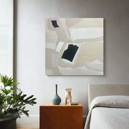 Abstract Minimalist Geometric Oil Painting for Modern Home Decor