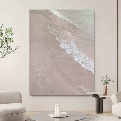 Serene Beach Wave Oil Painting for Tranquil Home Decor and Art Lovers