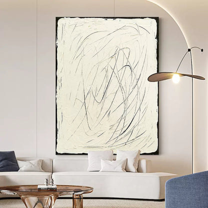 Abstract Minimalist Line Art Oil Painting for Modern Home Decor