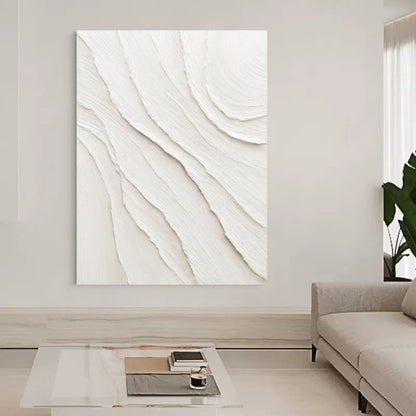 Textured White Abstract Oil Painting for Modern Home Decor