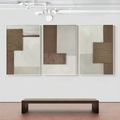 Neutral Abstract Oil Painting Triptych ‚Äì Modern Wall Art for Elegant Home Decor