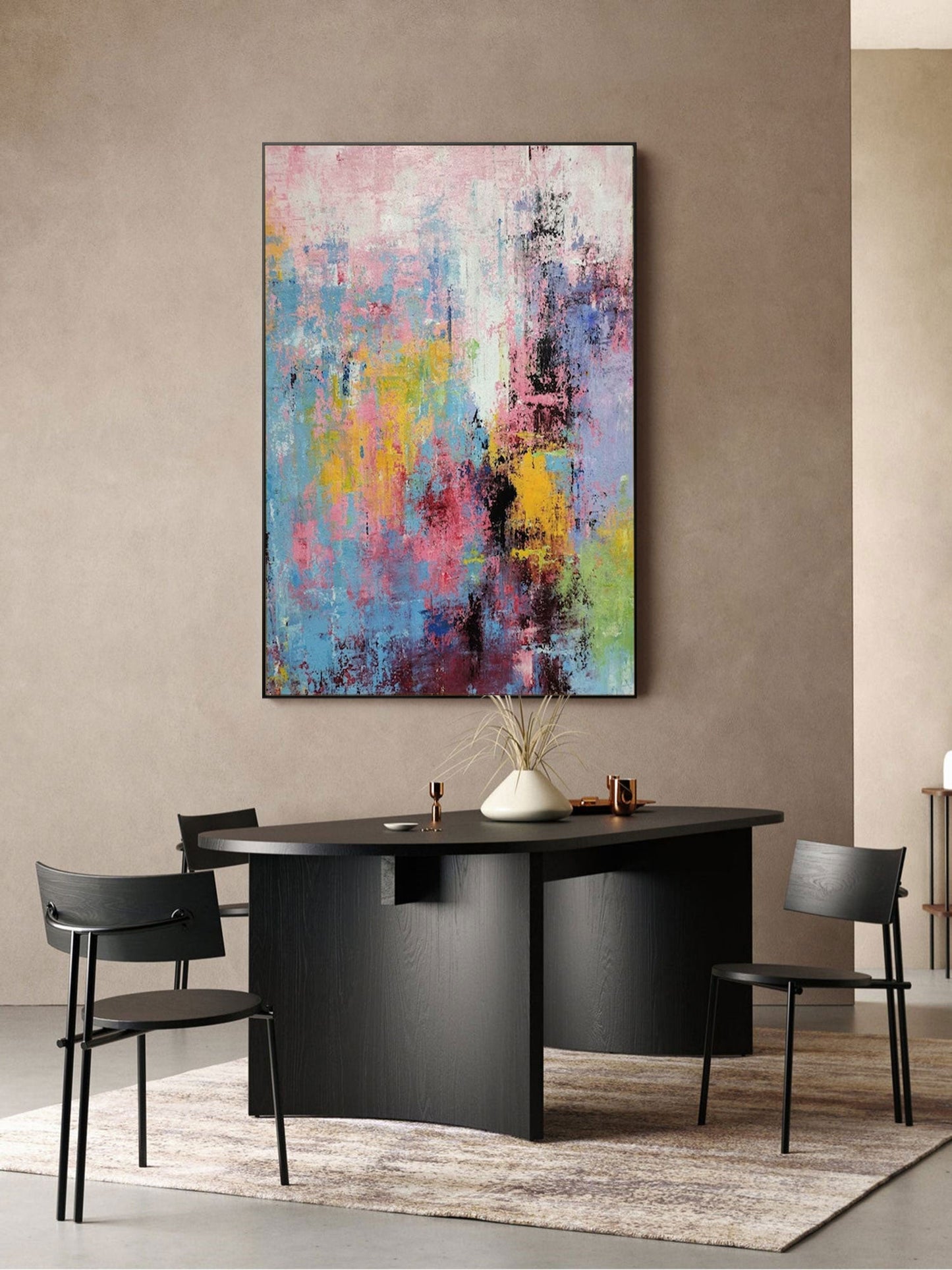 Vibrant Abstract Oil Painting for Modern Home Decor and Art Lovers