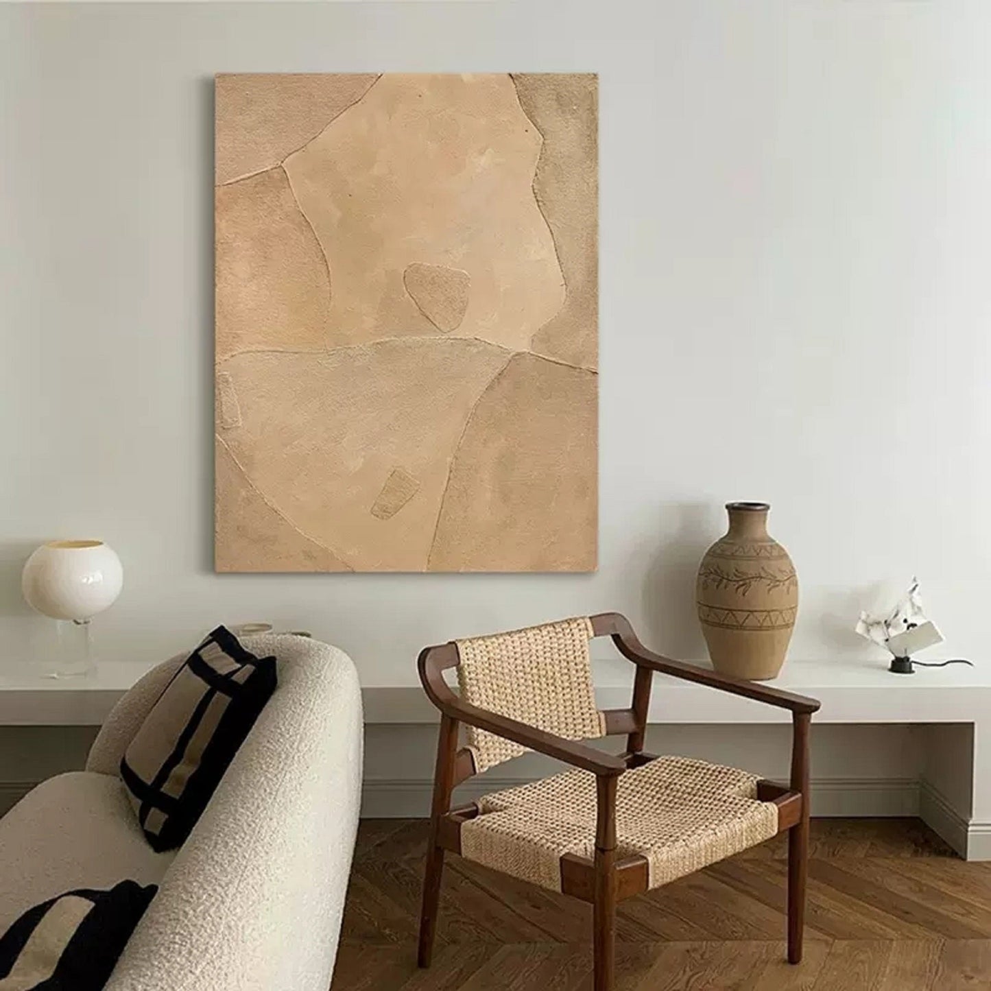 Serene Minimalist Abstract Oil Painting for Modern Home Decor