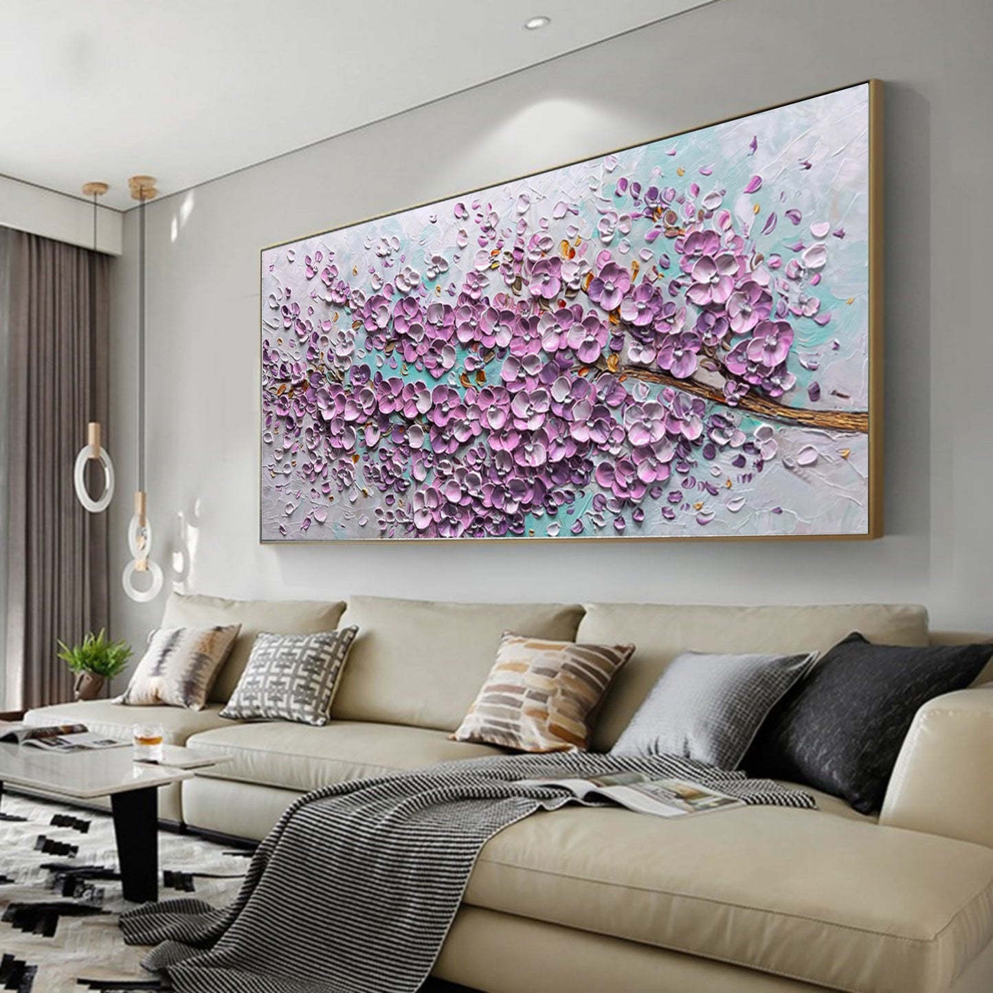 Vibrant Floral Oil Painting with Textured Petals and Serene Background