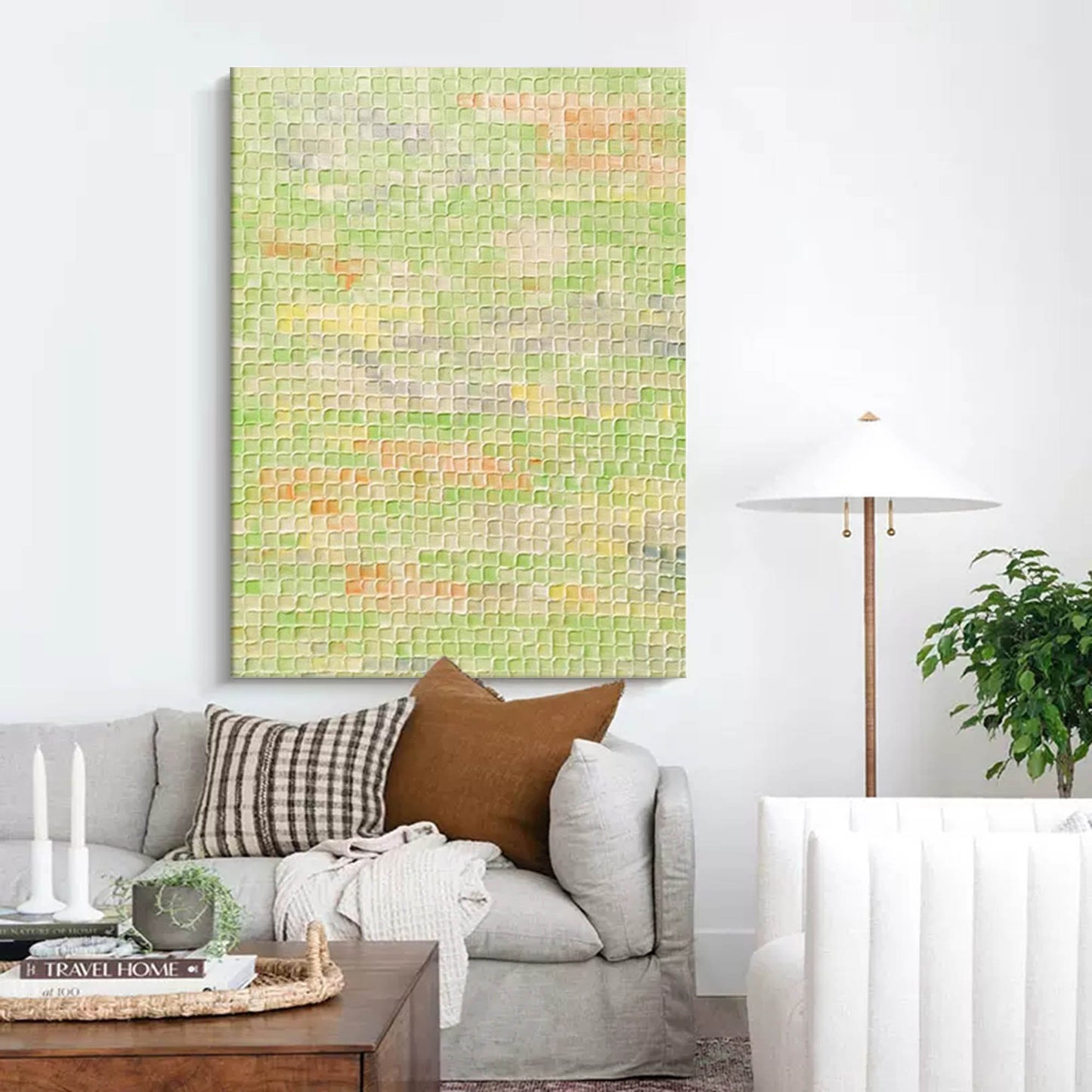 Serene Green Abstract Oil Painting for Modern Home Decor