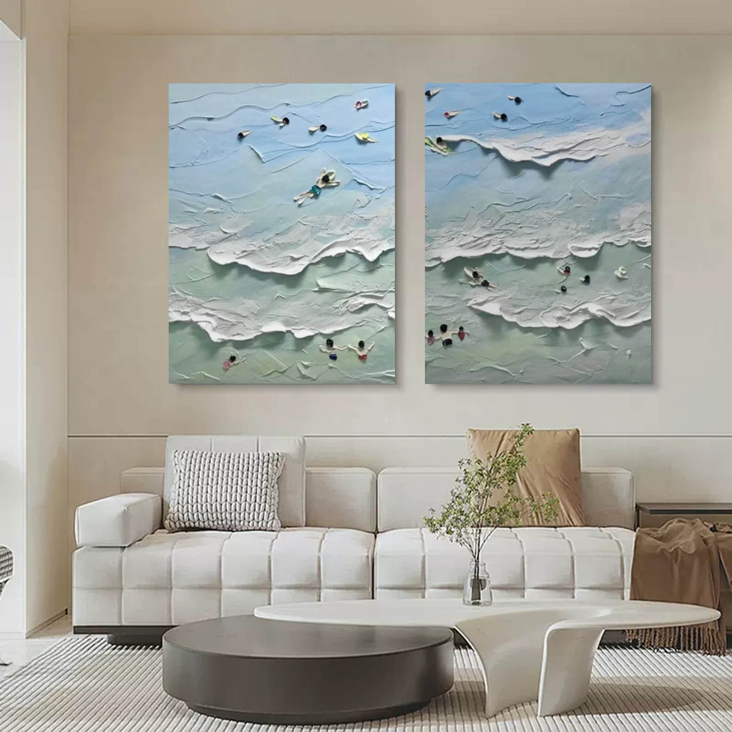 Serene Coastal Abstract Oil Paintings for Modern Home Decor