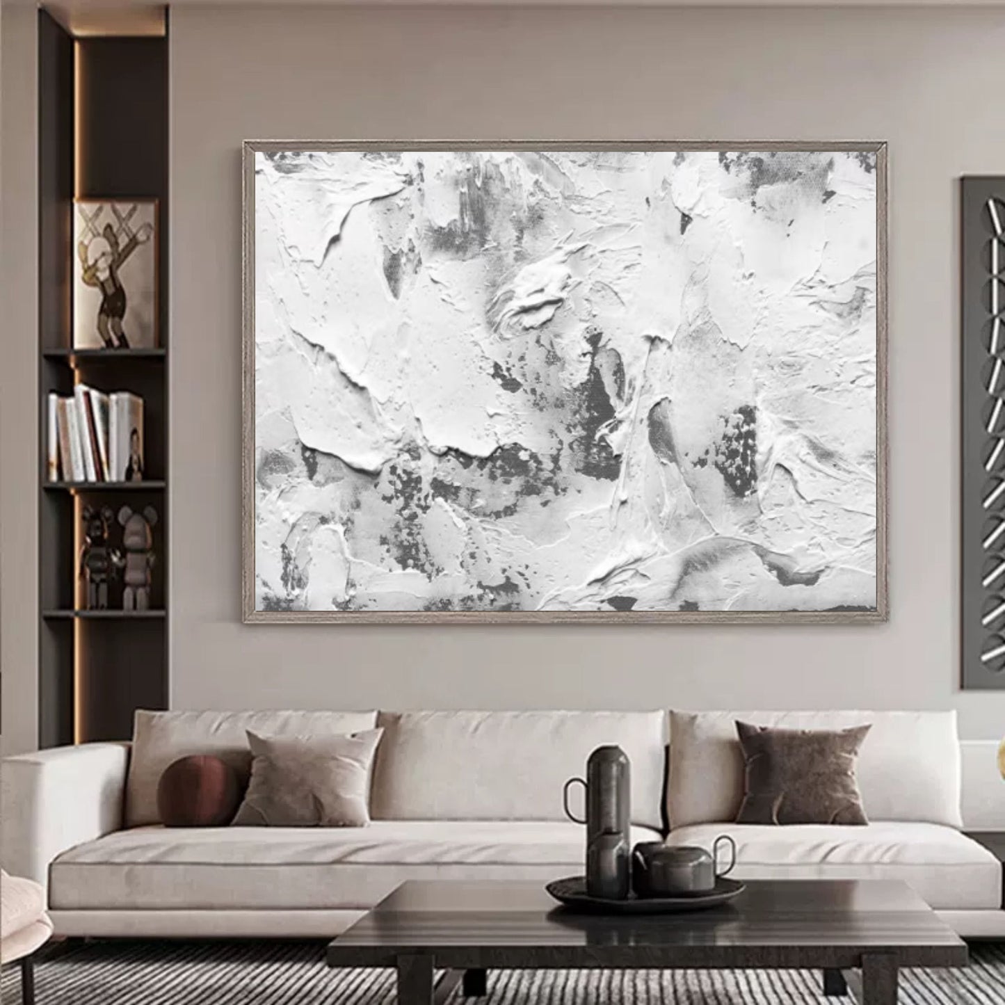 Textured Minimalist Oil Painting for Modern Wabi-Sabi Home Decor