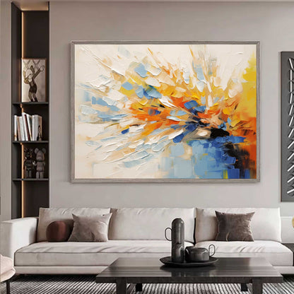 Vibrant Abstract Oil Painting with Bold Colors and Dynamic Brush Strokes