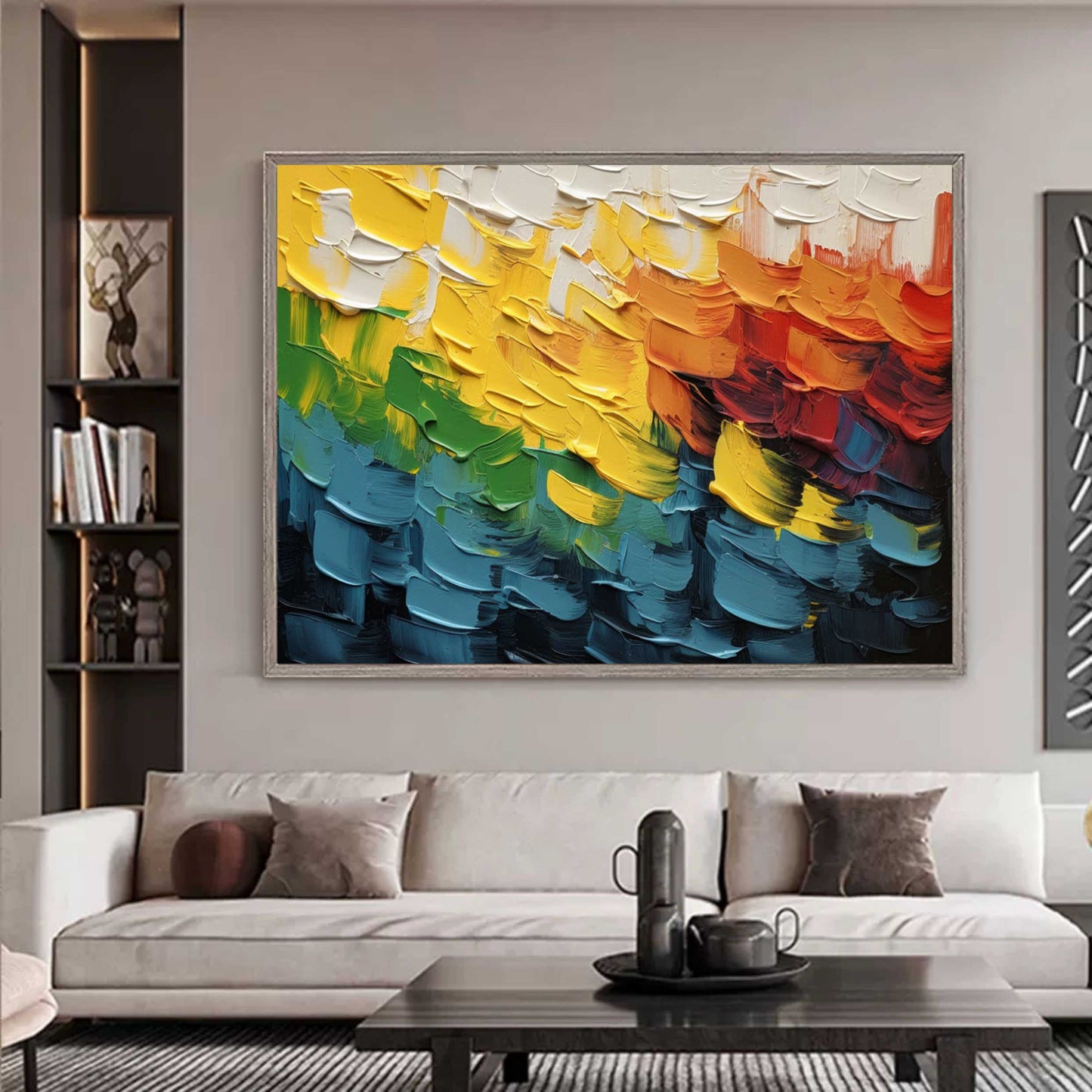 Vibrant Abstract Oil Painting with Bold Color Palette for Modern Home Decor