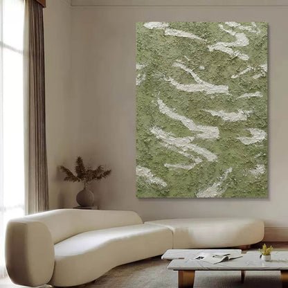 Serene Green Abstract Oil Painting for Modern Home Décor