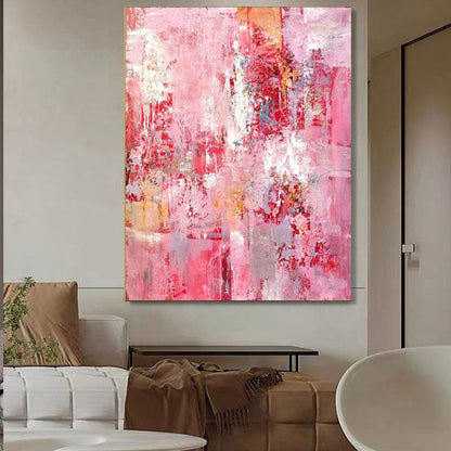 Vibrant Pink Abstract Oil Painting for Modern Home Decor and Art Lovers