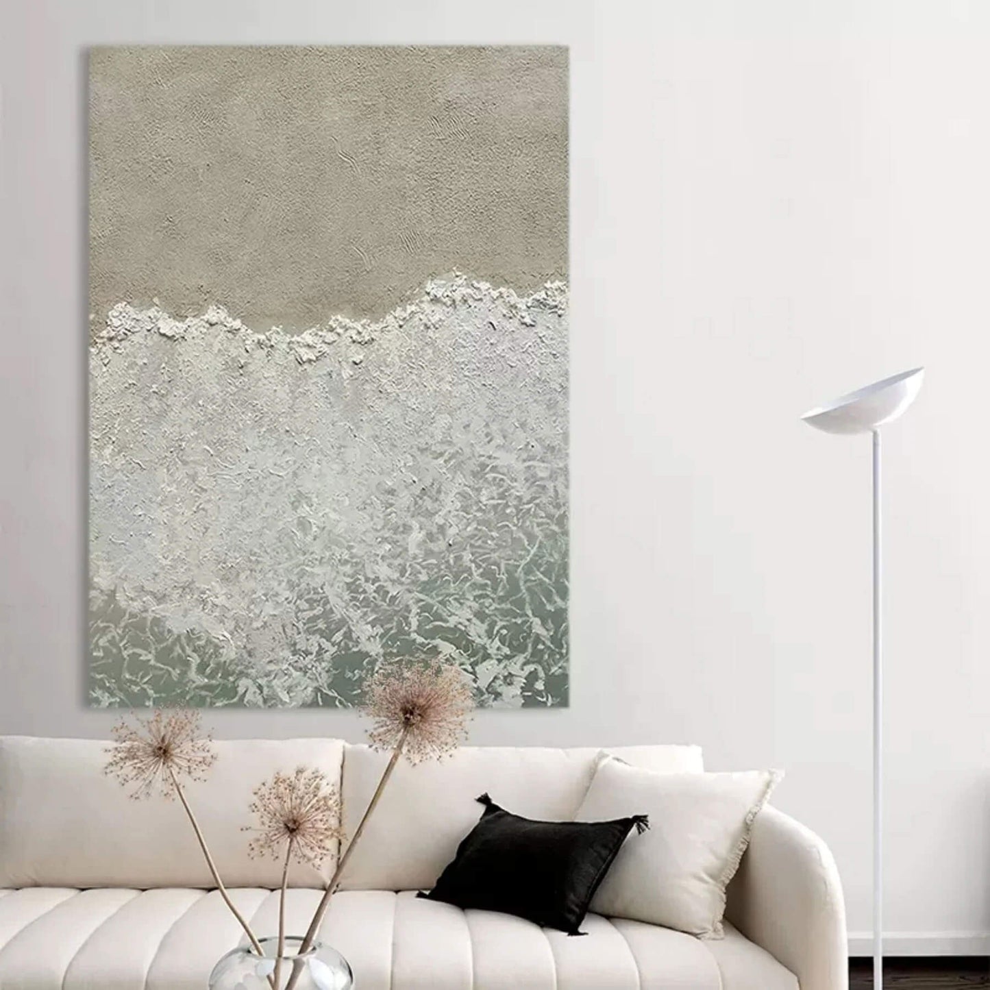 Serene Coastal Waves Oil Painting for Elegant Home Decor