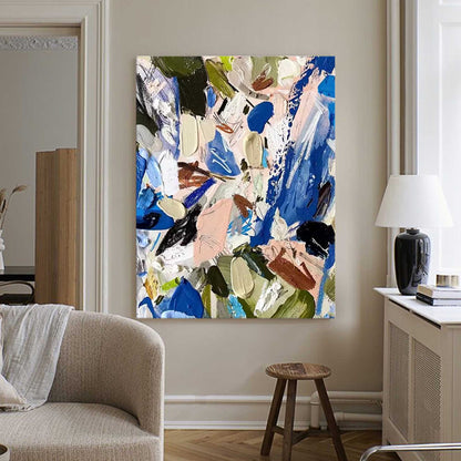 Vibrant Abstract Oil Painting with Colorful Brushstrokes for Modern Decor