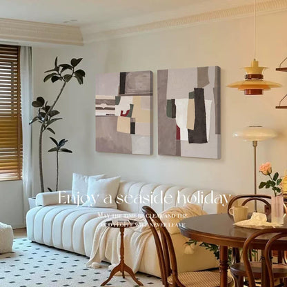 Contemporary Minimalist Geometric Oil Painting for Modern Home Decor