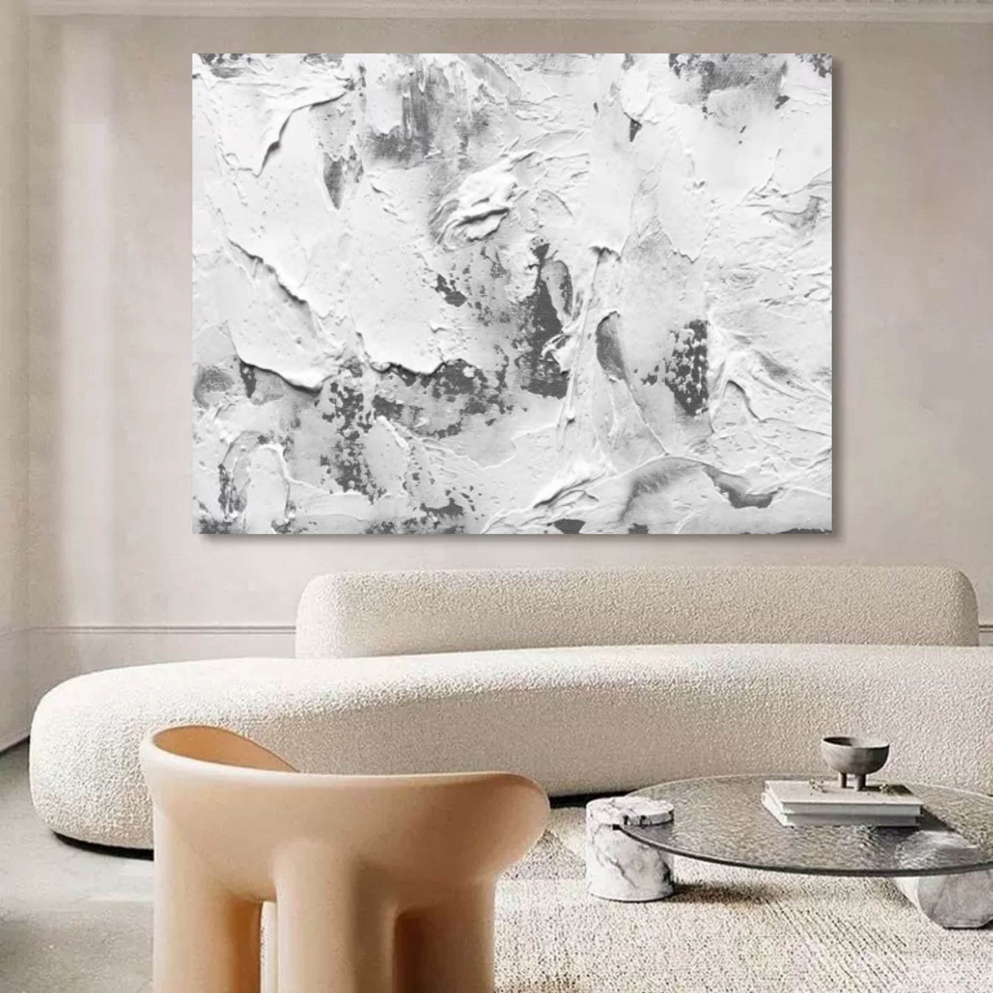 Textured Minimalist Oil Painting for Modern Wabi-Sabi Home Decor