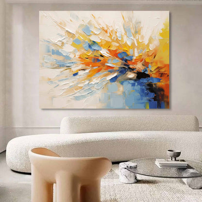 Vibrant Abstract Oil Painting with Bold Colors and Dynamic Brush Strokes