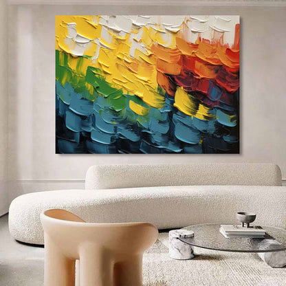 Vibrant Abstract Oil Painting with Bold Color Palette for Modern Home Decor